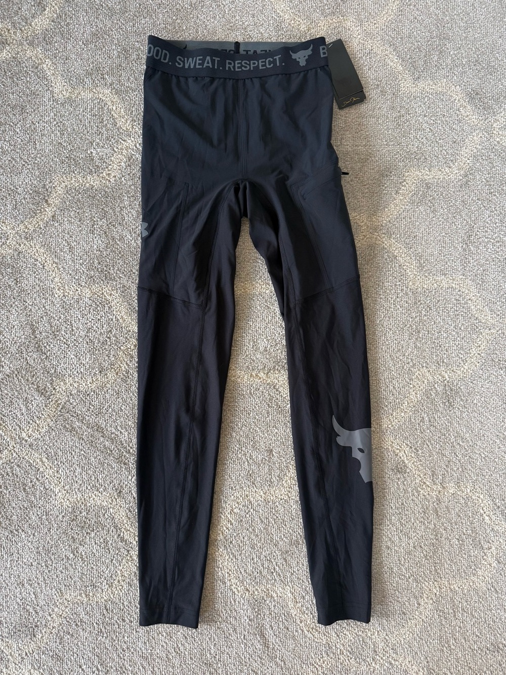 NWT Under Armour Project Rock Men’s Compression Leggings Black S